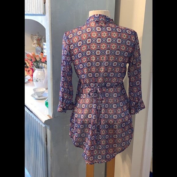 Sheer button up 3/4 Sleeve Blouse XS - Picture 7 of 8